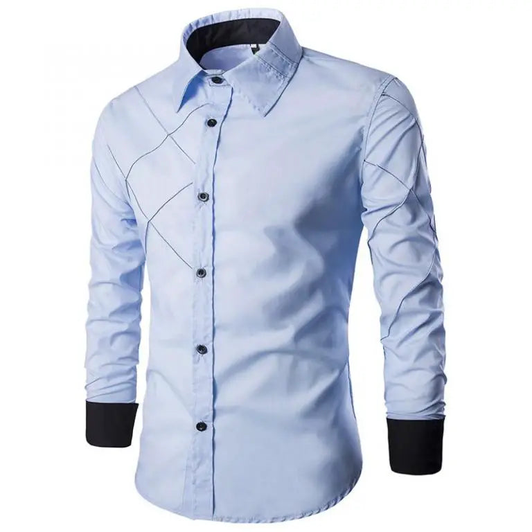 Light Blue Dress Shirt with Black Contrast Trim